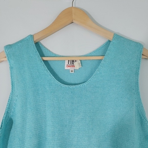 FIA ITALIA Baby Blue Y2K Knit Tank Top Women's Size M Scoop-neck - Picture 3 of 9